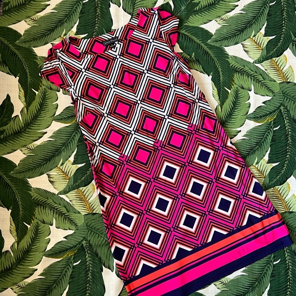 Jessica Howard • Geometric Capped Sleeve Dress • Size Large - Picture 1 of 6